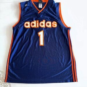 ADIDAS VINTAGE BLUE AND ORANGE SYRACUSE COLORS #1 BASKETBALL JERSEY SIZE XL